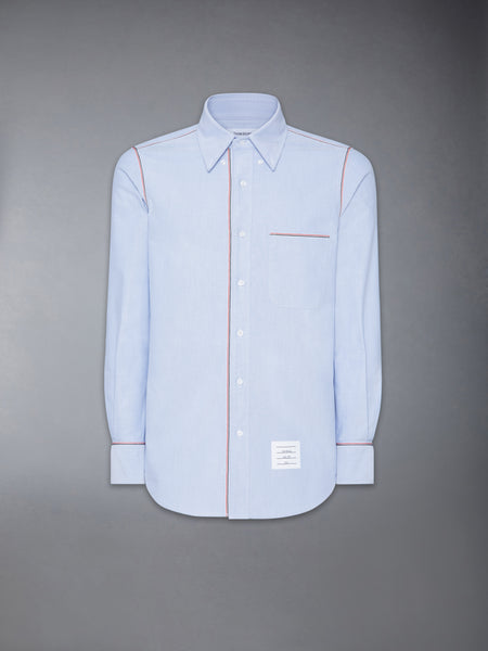 オックスフォード グログラン フレームシャツ ライト ブルー