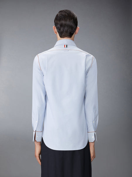 オックスフォード グログラン フレームシャツ ライト ブルー
