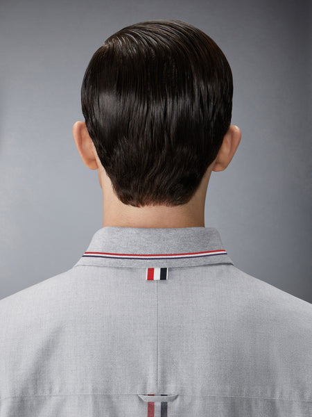 STRIPE COTTON FLANNEL OVERSIZED SHIRT MED GREY