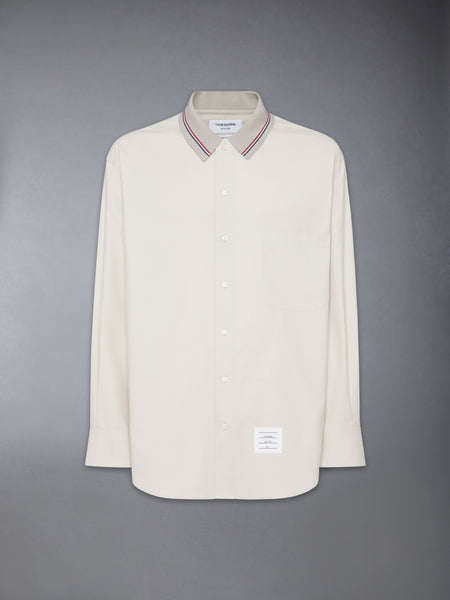 STRIPE COTTON FLANNEL OVERSIZED SHIRT OFF WHITE