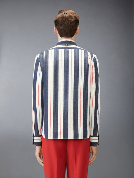 STRIPE SEERSUCKER ZIP UP SHIRT RWBWHT