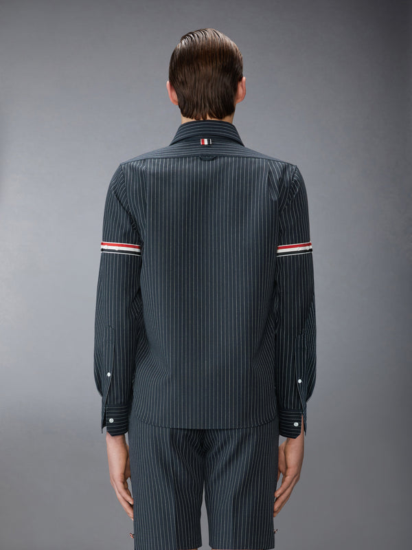PINSTRIPE HIGH TWIST WOOL ZIP UP SHIRT - image 2