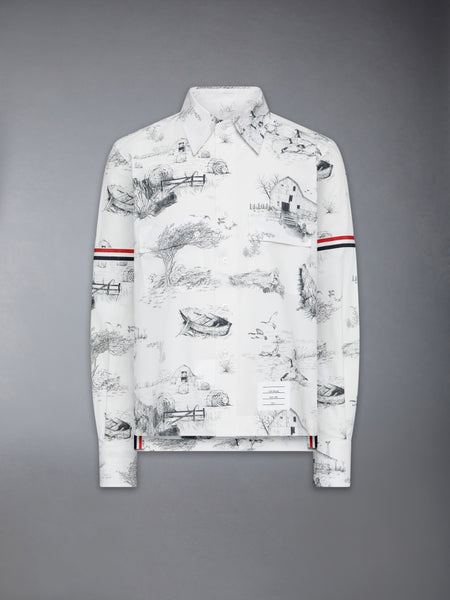 SCENIC TOILE COTTON POPLIN UTILITY ARMBAND SHIRT BLACK/WHITE