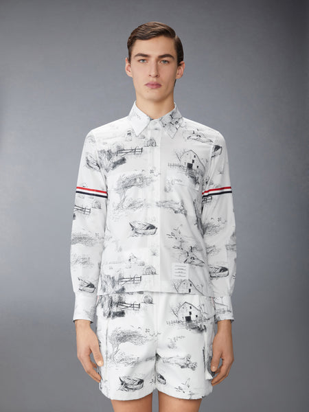 SCENIC TOILE COTTON POPLIN UTILITY ARMBAND SHIRT BLACK/WHITE