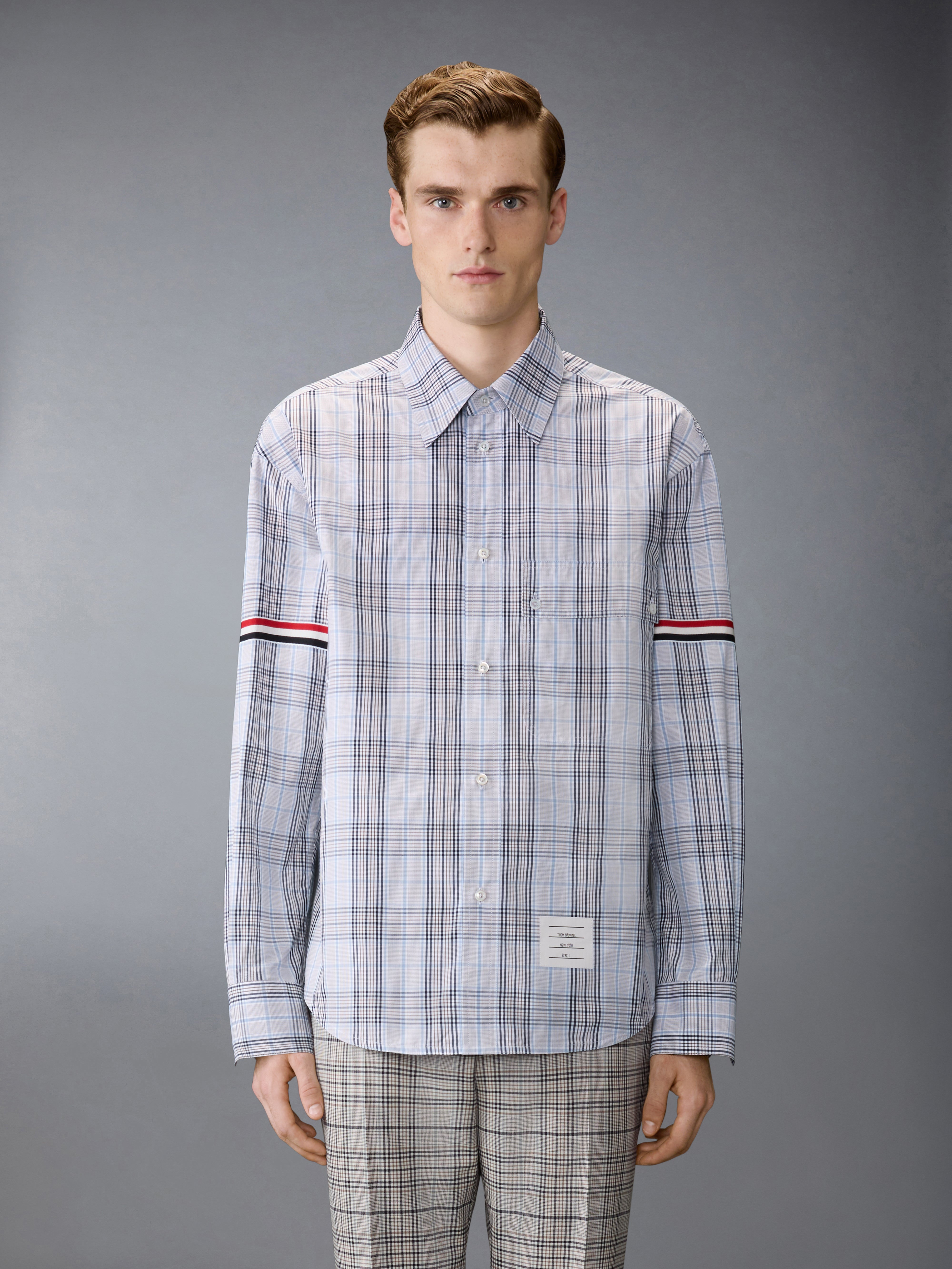 Plaid Check Poplin Armband Oversized Shirt | Thom Browne