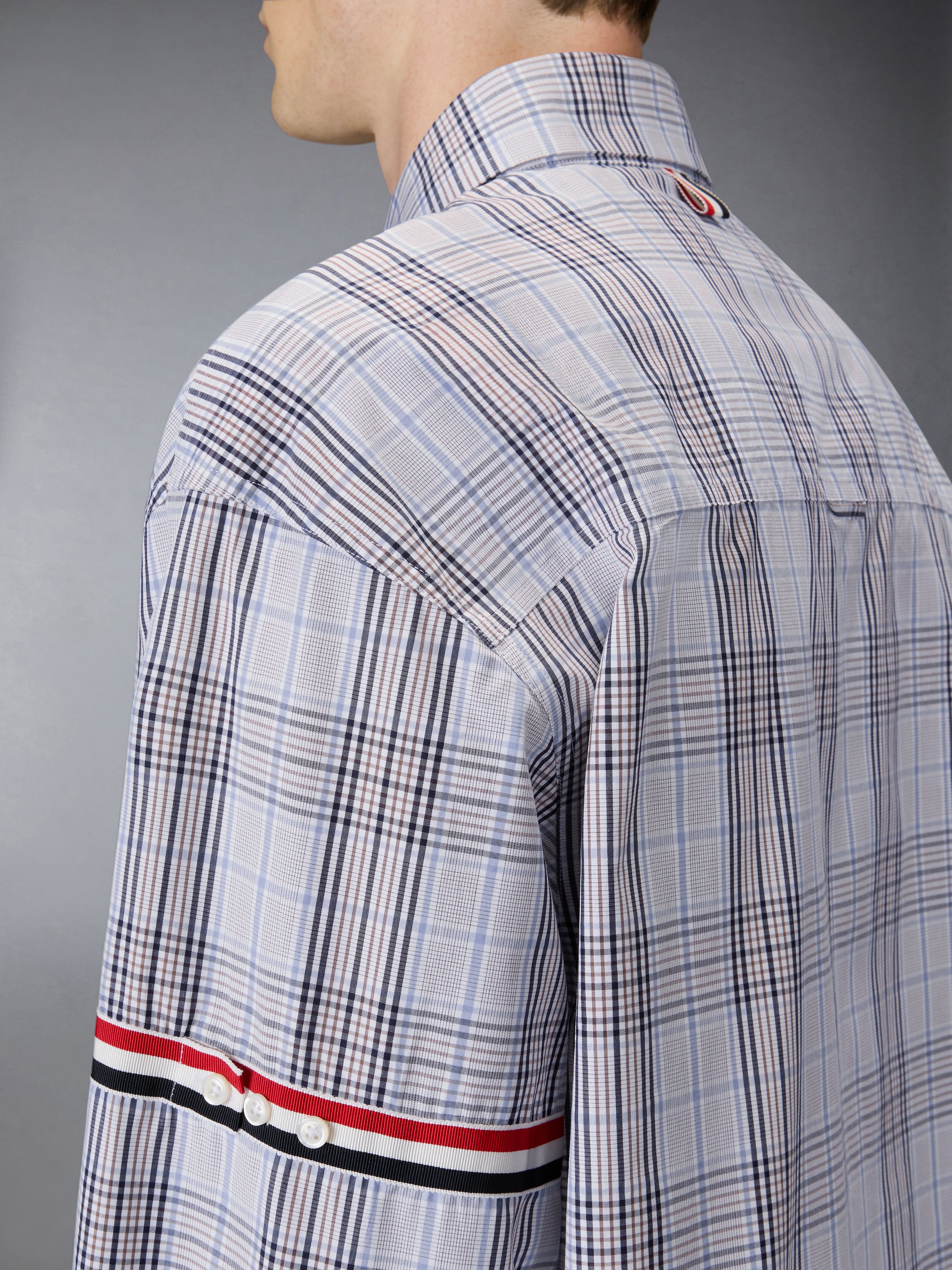 Plaid Check Poplin Armband Oversized Shirt | Thom Browne