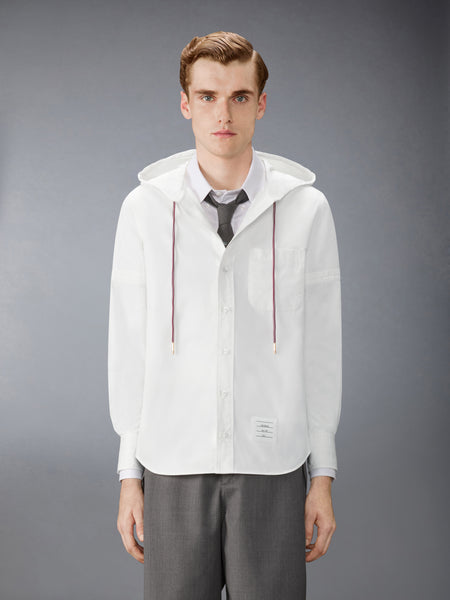 フーデッド ナイロン アームバンド付きシャツ 白