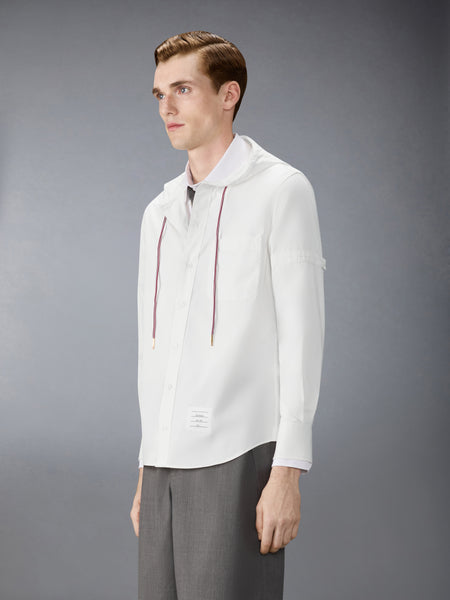 フーデッド ナイロン アームバンド付きシャツ 白