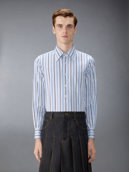 STRIPED POPLIN ARMBAND POPOVER ARMBAND SHIRT MEDIUM BLUE