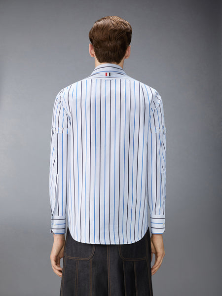 STRIPED POPLIN ARMBAND POPOVER ARMBAND SHIRT MEDIUM BLUE