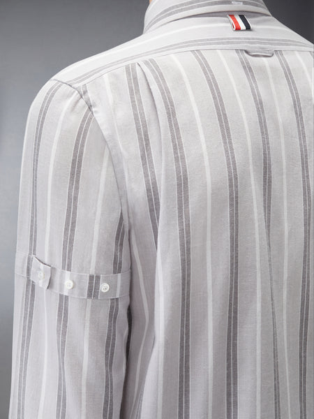 MADRAS COTTON REPP STRIPE ARMBAND SHIRT MED GREY