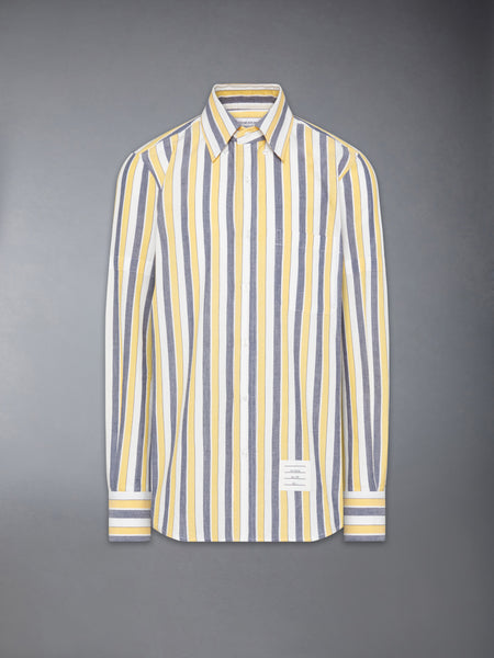 MADRAS COTTON REPP STRIPE ARMBAND SHIRT PALE YELLOW