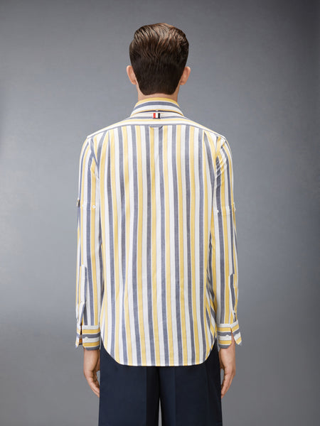 MADRAS COTTON REPP STRIPE ARMBAND SHIRT PALE YELLOW