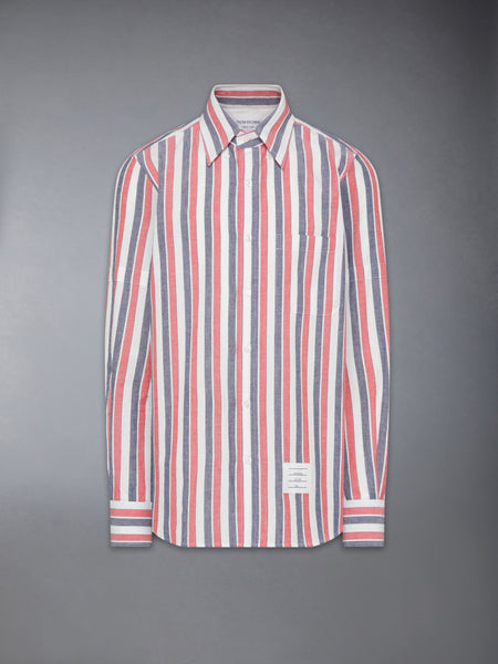 MADRAS COTTON REPP STRIPE ARMBAND SHIRT RWBWHT