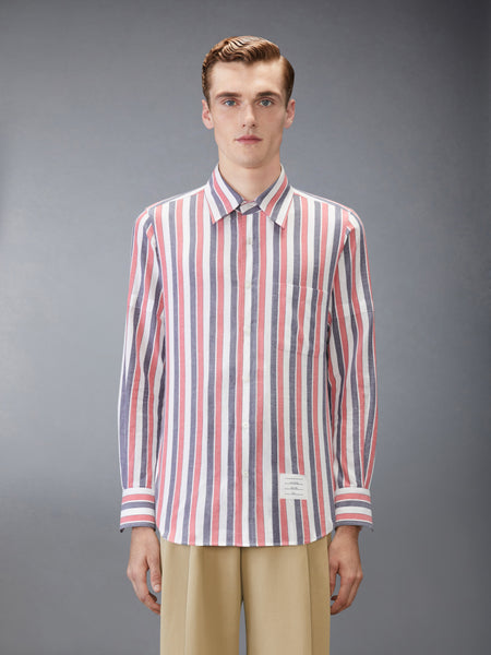 MADRAS COTTON REPP STRIPE ARMBAND SHIRT RWBWHT