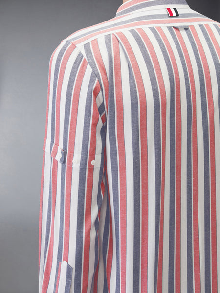 MADRAS COTTON REPP STRIPE ARMBAND SHIRT RWBWHT