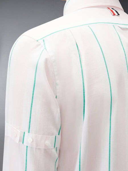 MADRAS COTTON CLASSIC STRIPE ARMBAND SHIRT LT PINK