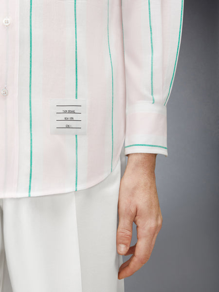 MADRAS COTTON CLASSIC STRIPE ARMBAND SHIRT LT PINK