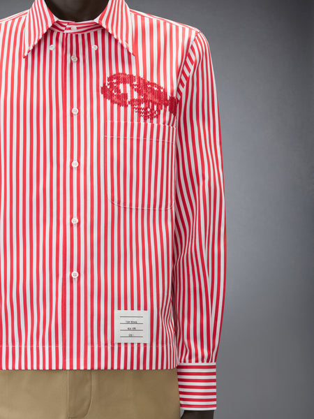 POPLIN UNIVERSITY STRIPE LOBSTER SHIRT RED
