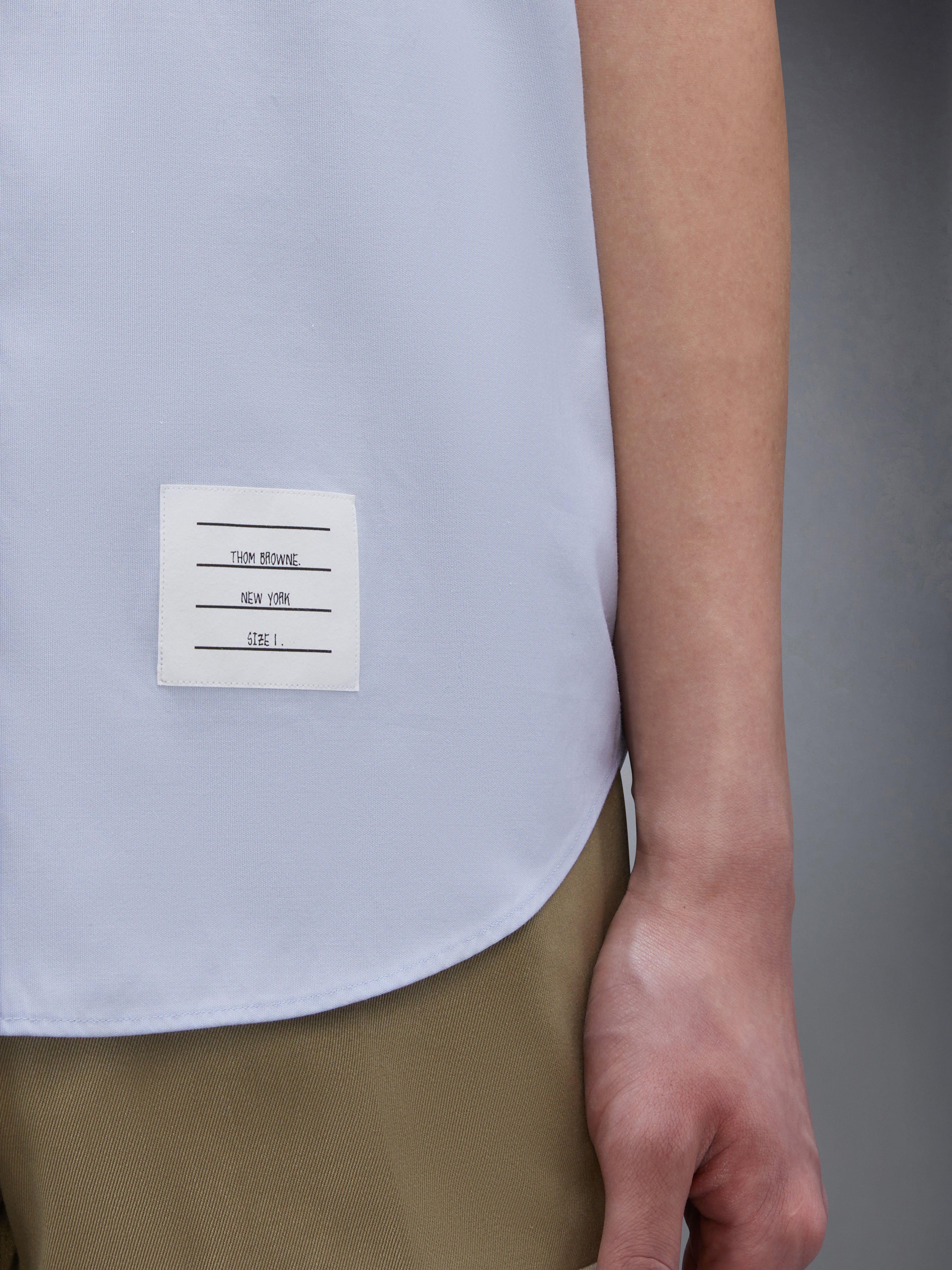 Oxford Satin Weave 4-Bar Short Sleeve Shirt | Thom Browne