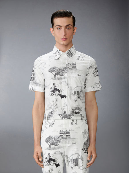 POPLIN HECTOR TOILE SHORT SLEEVE SHIRT BLK/WHT