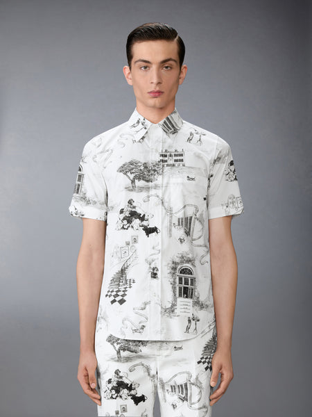 POPLIN HECTOR TOILE SHORT SLEEVE SHIRT BLK/WHT