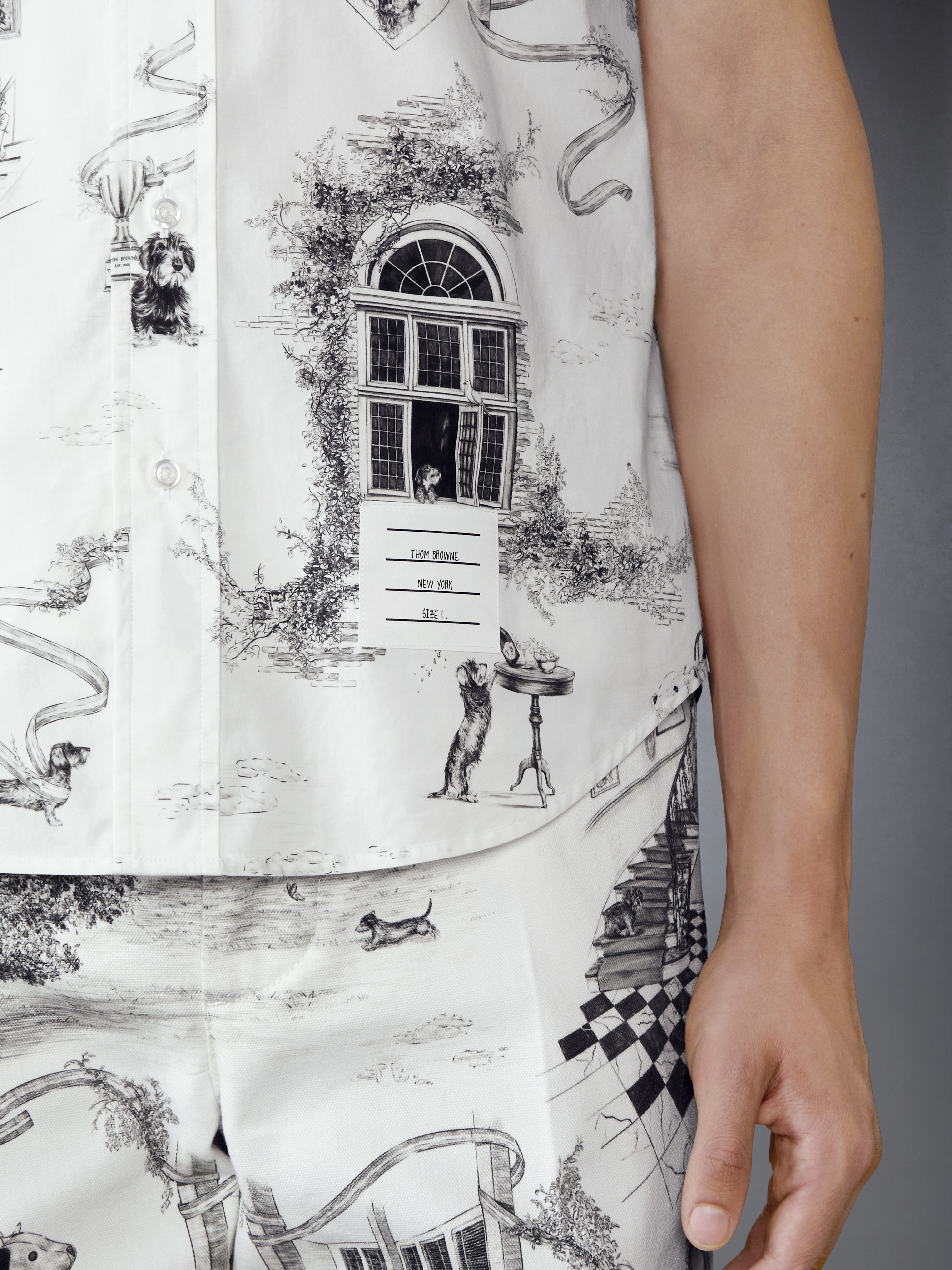 Poplin Hector Toile Short Sleeve Shirt | Thom Browne