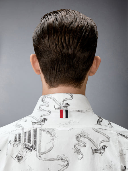 POPLIN HECTOR TOILE SHORT SLEEVE SHIRT BLK/WHT