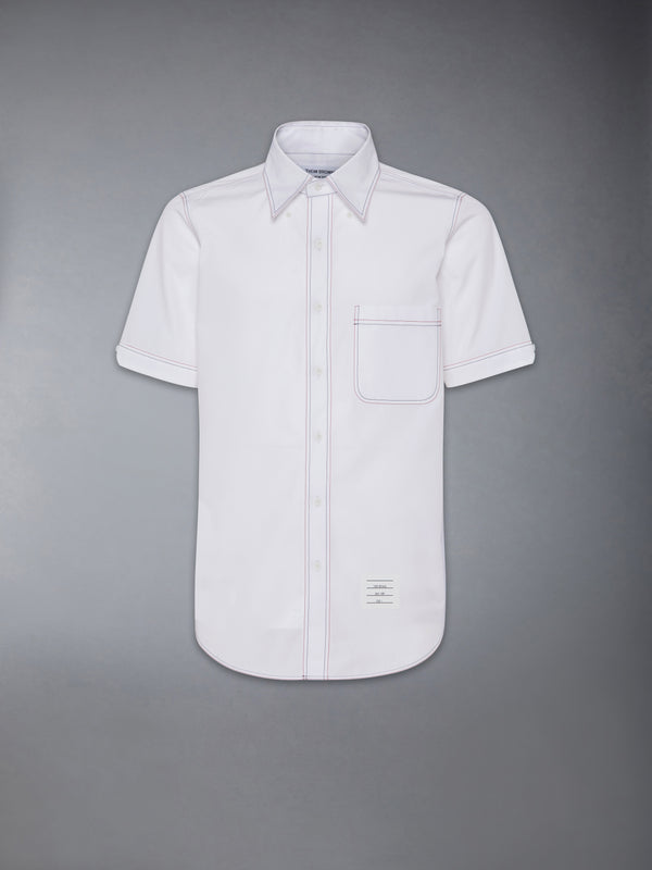 SOLID POPLIN TWIN NEEDLE CONTRAST TOPSTITCH SHIRT