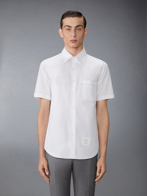 SOLID POPLIN TWIN NEEDLE CONTRAST TOPSTITCH SHIRT
