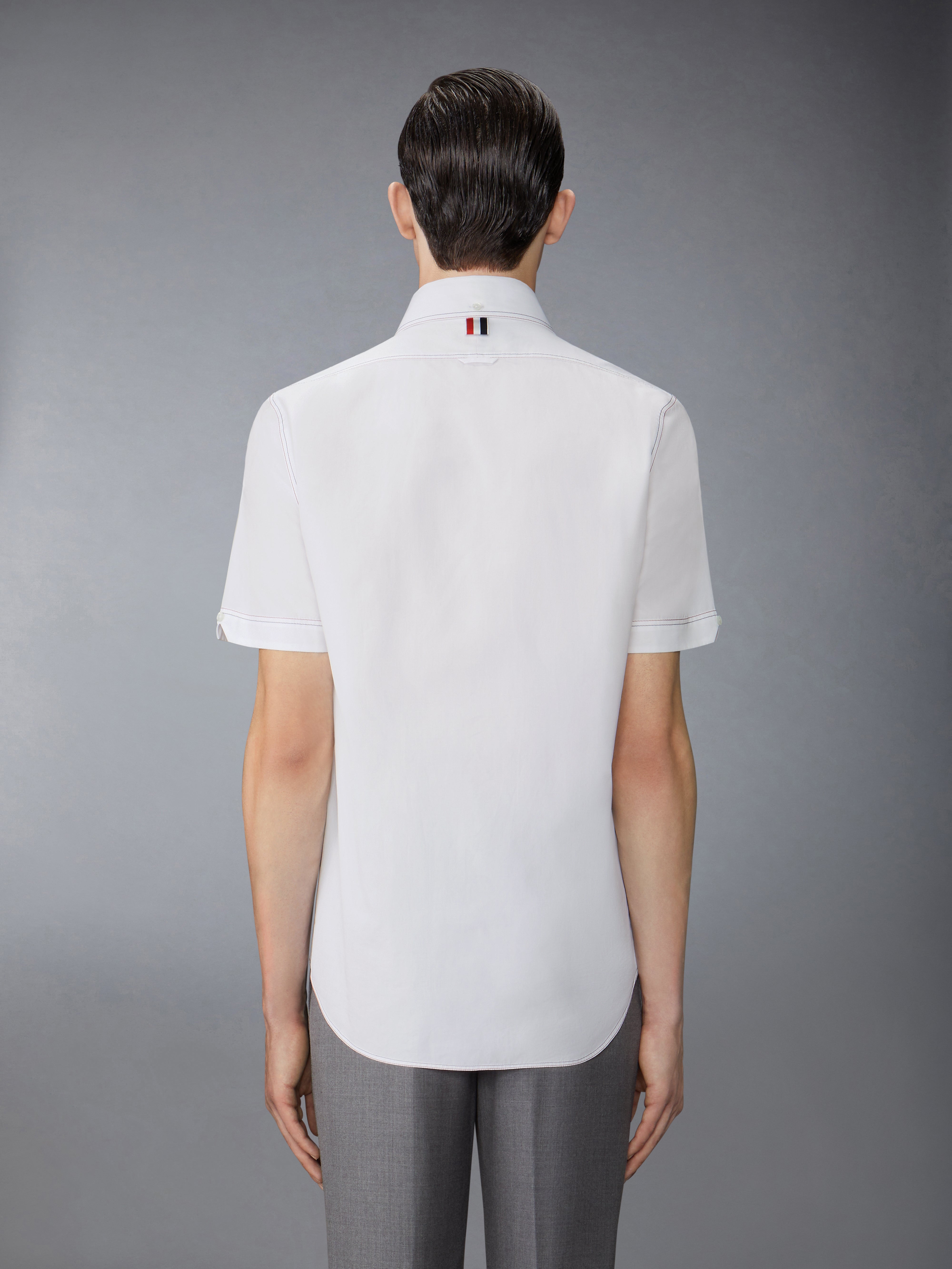 Solid Poplin Twin Needle Contrast Topstitch Shirt | Thom Browne Solid Poplin Twin Needle Contrast Topstitch Shirt | Thom Browne