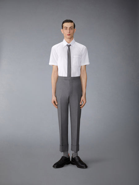 SOLID POPLIN CONTRAST TOPSTITCH SHORT SLEEVE SHIRT
