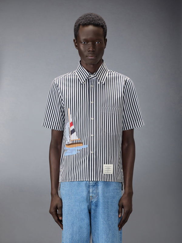 STRIPED SAILBOAT EMBROIDERY SHORT SLEEVE SHIRT - image 2