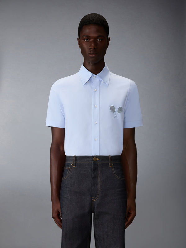 SOLID POPLIN TENNIS RACQUET EMBROIDERY SHORT SLEEVE SHIRT - image 1