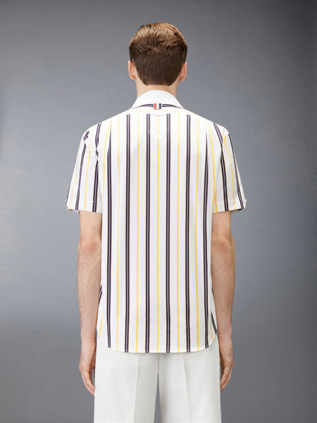 REPP STRIPE POPLIN SHORT SLEEVE SHIRT PALE YELLOW
