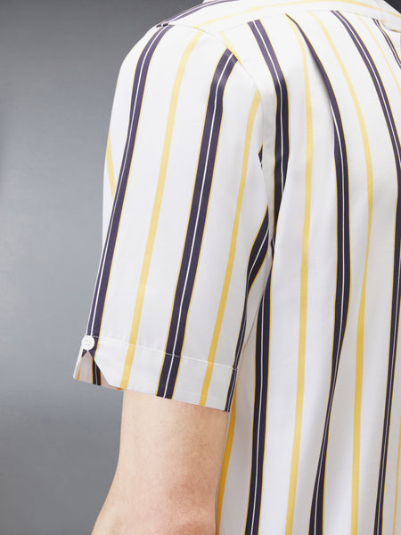 REPP STRIPE POPLIN SHORT SLEEVE SHIRT PALE YELLOW