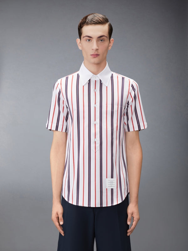 REPP STRIPE POPLIN SHORT SLEEVE SHIRT - image 1