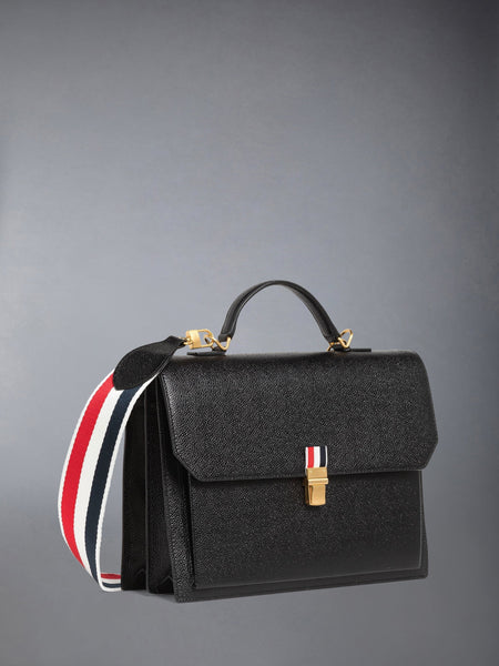 PEBBLE GRAIN DOUBLE SHOULDER STRAP SCHOOL BAG BLACK