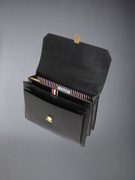 PEBBLE GRAIN DOUBLE SHOULDER STRAP SCHOOL BAG BLACK