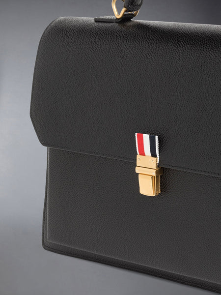 PEBBLE GRAIN DOUBLE SHOULDER STRAP SCHOOL BAG BLACK