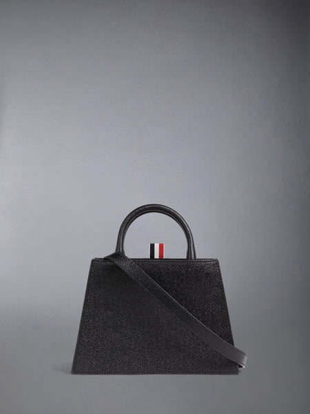 PEBBLE GRAIN SHOULDER STRAP MINI TRAPEZE TOTE BLACK
