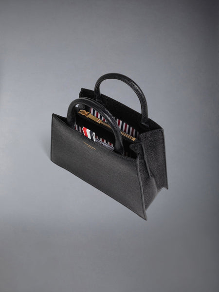 PEBBLE GRAIN SHOULDER STRAP MINI TRAPEZE TOTE BLACK