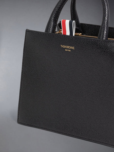 PEBBLE GRAIN SHOULDER STRAP MINI TRAPEZE TOTE BLACK