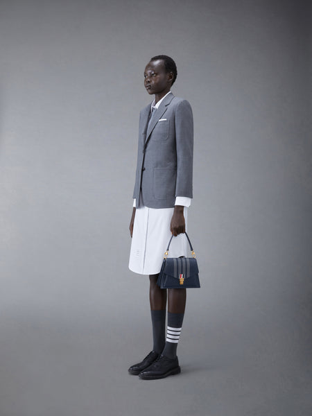 PEBBLE GRAIN LEATHER 4-BAR TRAPEZE BAG NAVY