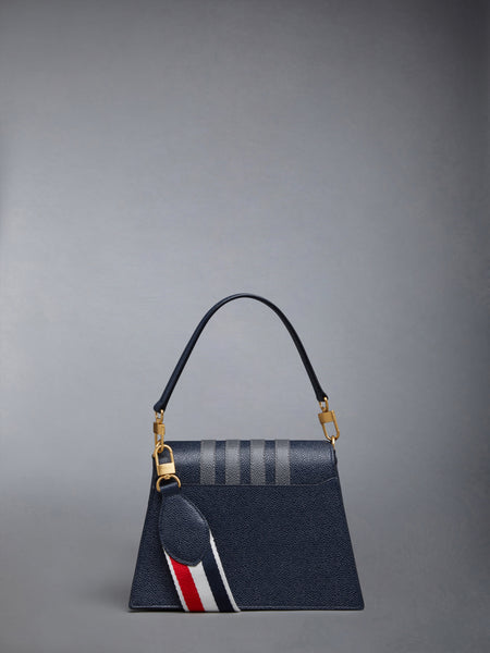 PEBBLE GRAIN LEATHER 4-BAR TRAPEZE BAG NAVY