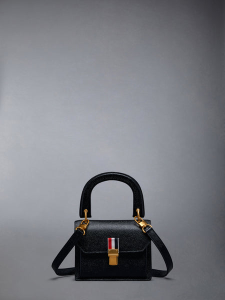 Pebble Grain Leather Mini School Bag BLACK