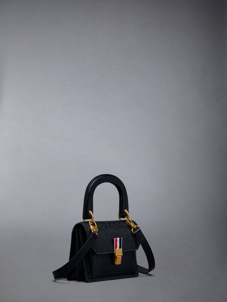 Pebble Grain Leather Mini School Bag BLACK