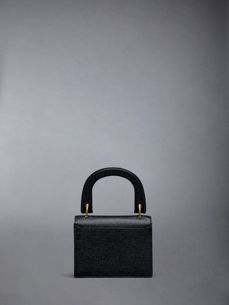 Pebble Grain Leather Mini School Bag BLACK