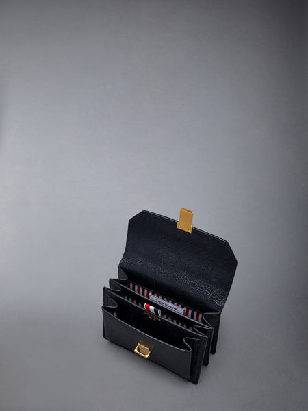 Pebble Grain Leather Mini School Bag BLACK