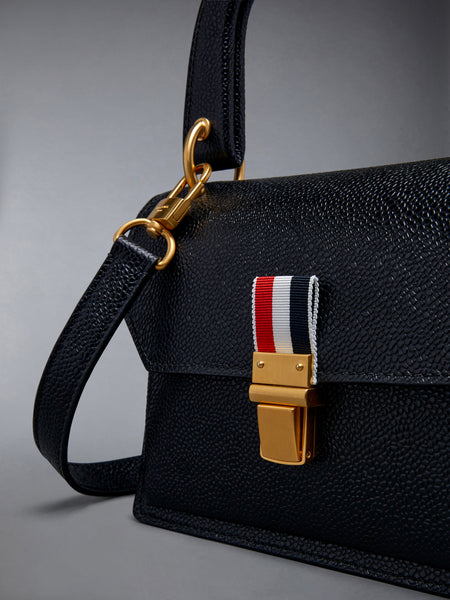 Pebble Grain Leather Mini School Bag BLACK